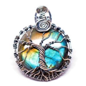 Rainbow Labradorite - Tree of Life Amulet (Front)