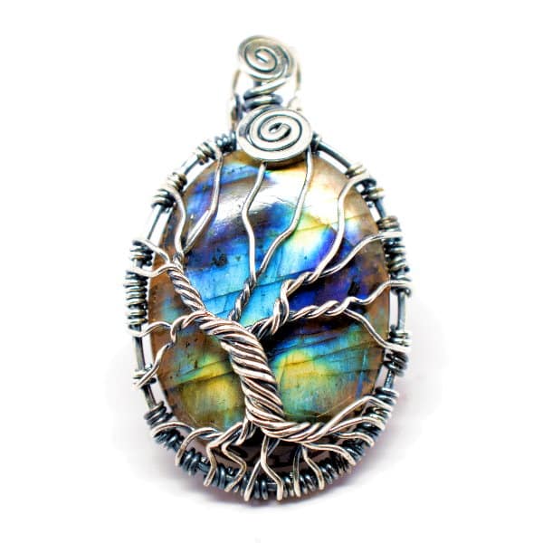 Rainbow Labradorite – Tree of Prosperity Amulet (Front)