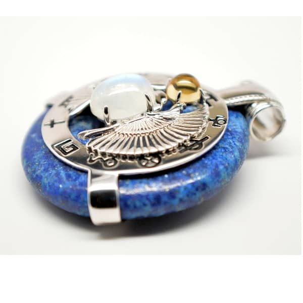 Lapis Lazuli w/Moonstone Body – Scarab Egyptian Amulet