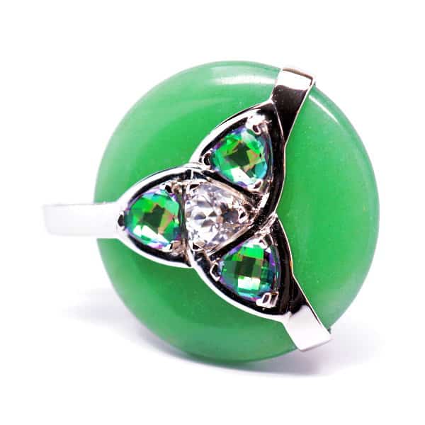 Triquetra Green Aventurine w/Mystic Green & Clear Quartz Amulet