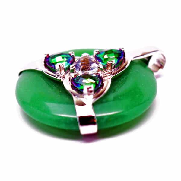 Triquetra Green Aventurine w/Mystic Green & Clear Quartz Amulet