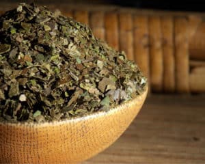 Dried Guayusa Leaves In A Bowl