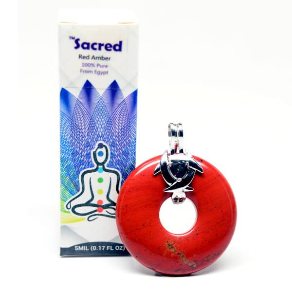 Red Jasper Genesis Amulet & Egyptian Red Amber Essential Oil Combo